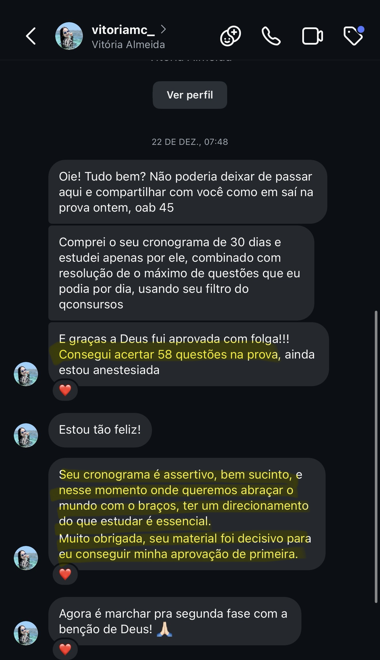 Depoimento de aluna do Método Diretriz OAB